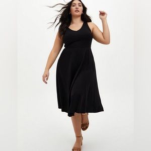 Black Ponte Midi Skater Dress - Size 2